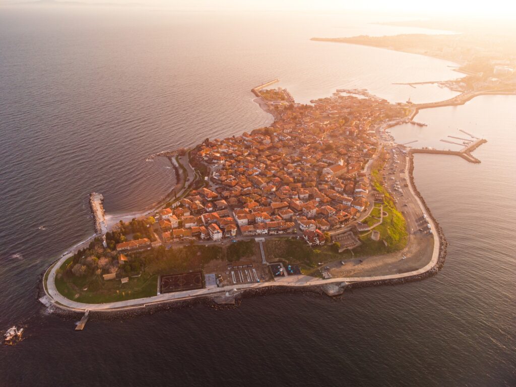 10 Extraordinary Island Cities You Can't Miss 7 Aerial view of Nesebar, ancient city on the Black Sea coast of Bulgaria.