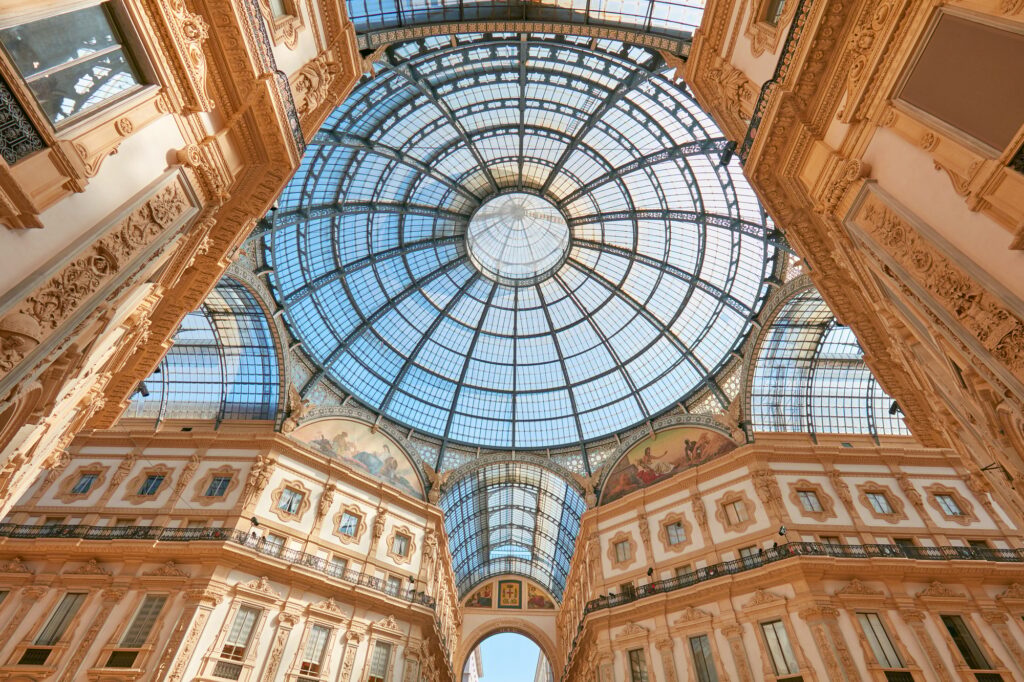 10 Extraordinary Shopping Malls You Absolutely Must Visit 3 Milan, Vittorio Emanuele gallery interior, low angle view in Italy