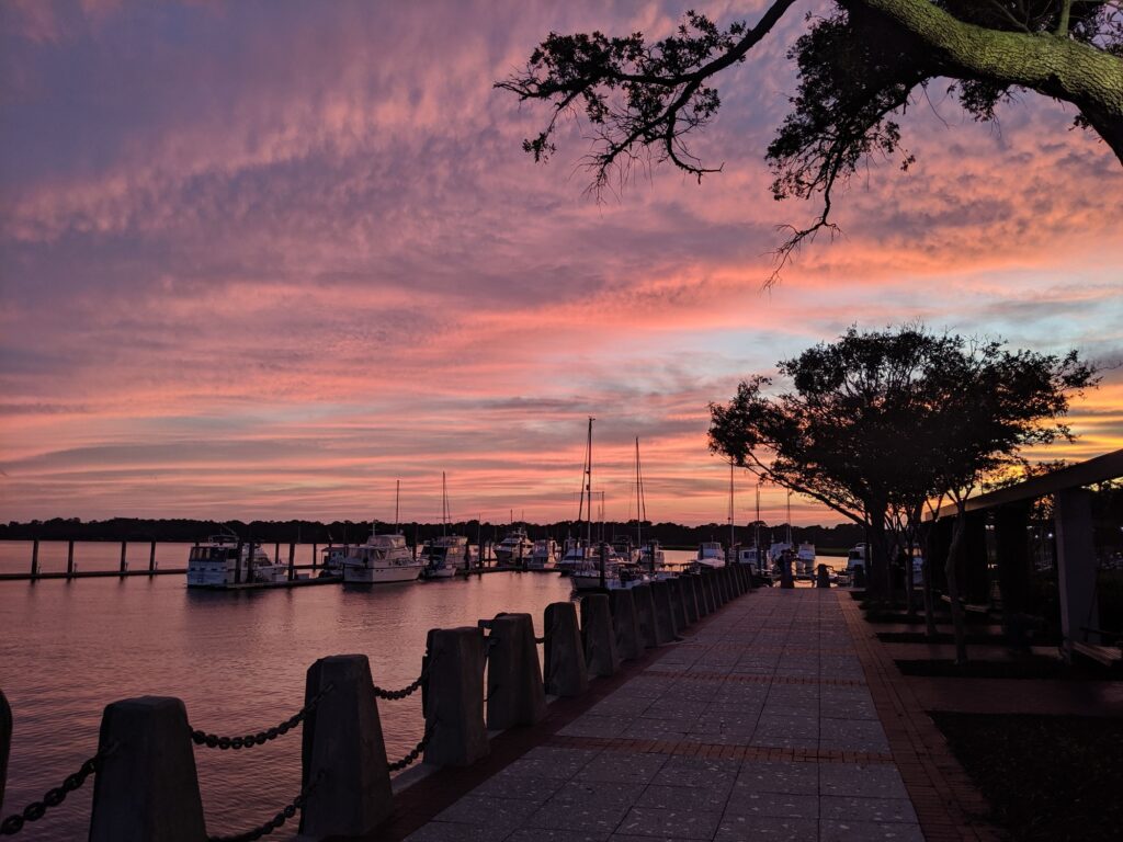 Explore the Charming Wonders: Top 10 Must-Visit Destinations in South Carolina 5 Scenic view of Henry C Chambers Waterfront Park during golden hour in Beaufort, SC.