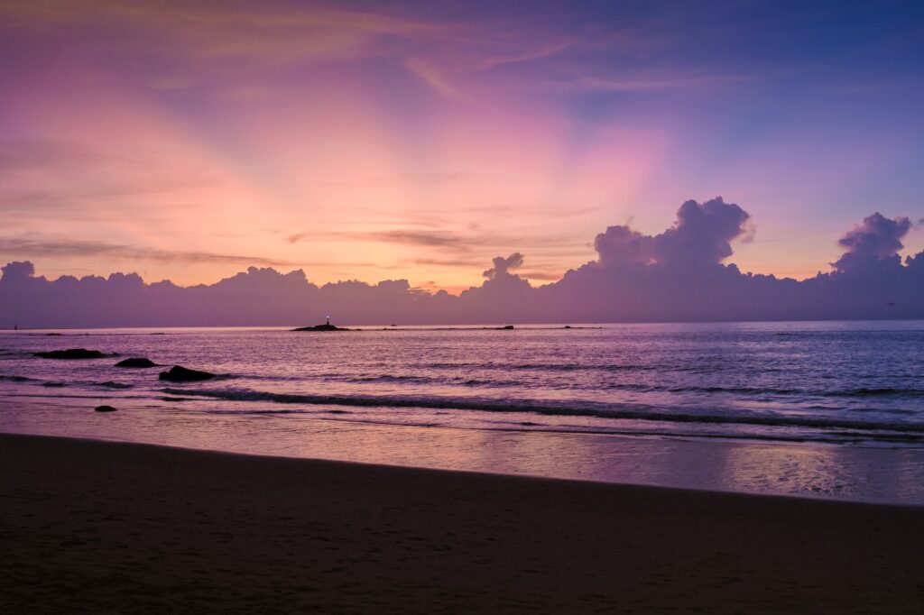 sunset at the beach of Khao Lak Thailand