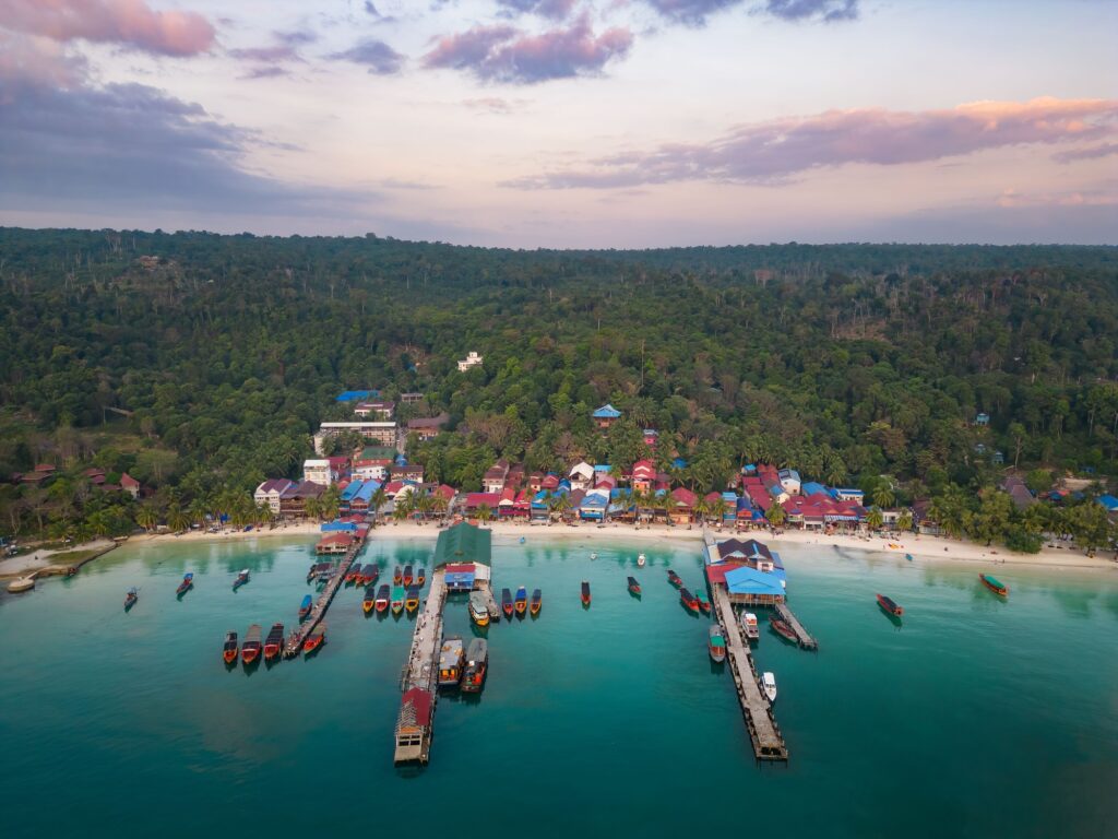 18 Enchanting Destinations in Cambodia You Can’t Miss 5 Aerial shot of the White Beach in Koh Rong Samloem, Cambodia
