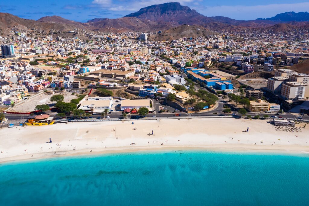 10 Enchanting Islands in Africa You Simply Can't Miss 10 Aerial view of Laginha beach in Mindelo city in Sao Vicente Island in Cape Verde