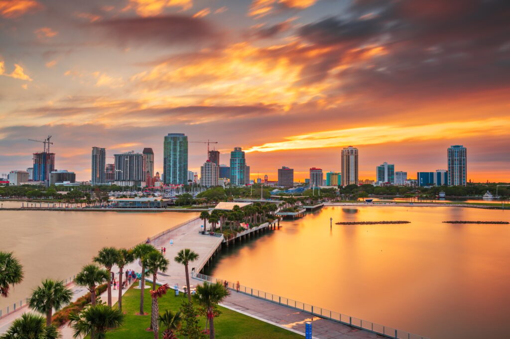 10 States You MUST Visit in the US...at least once 4 St. Pete, Florida, USA Cityscape on the Bay at Dusk